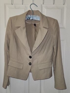 White House Black Market Taupe Tailored Two-Button Blazer